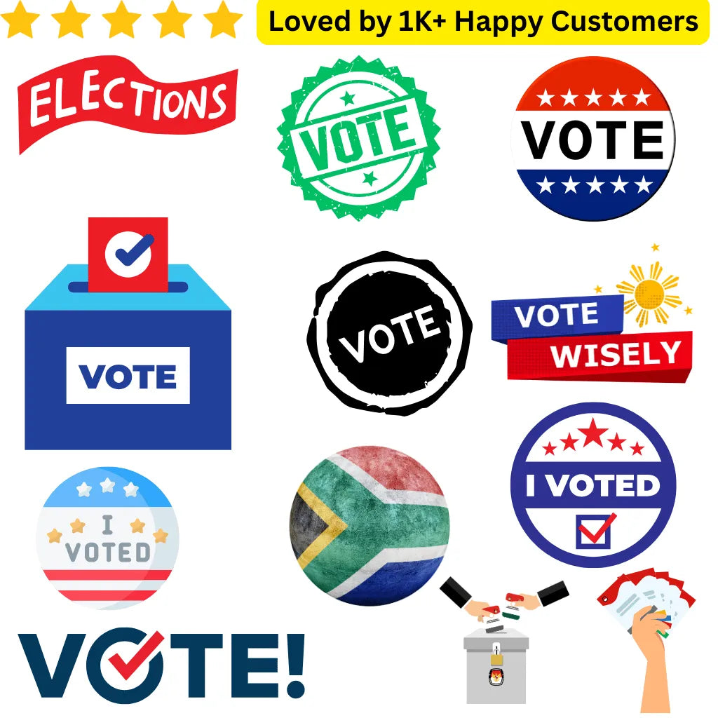 Collection of voting-related icons and graphics with 'VOTE' and election-themed designs. Personalized tattoos Temporary That Turn Political Support Into Style