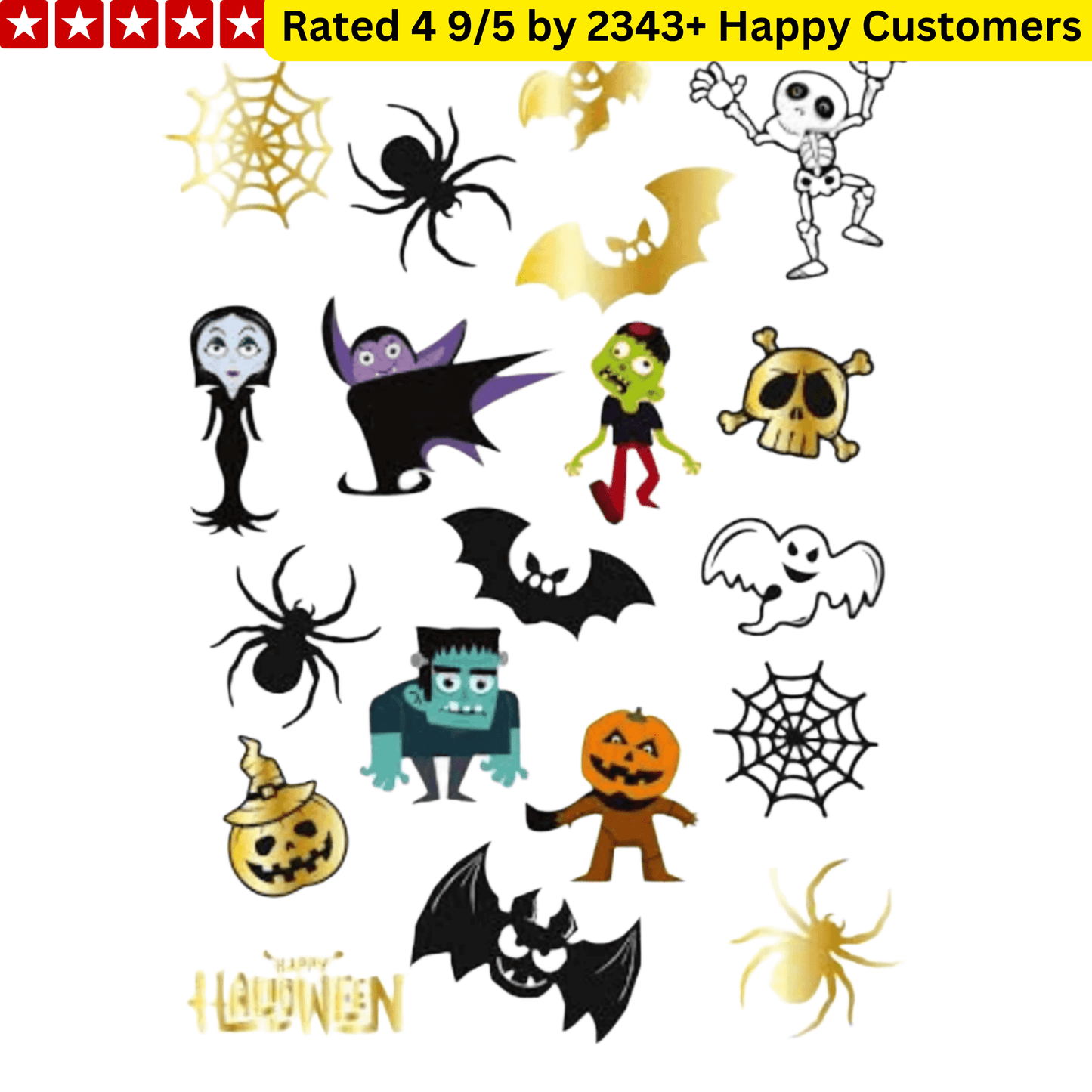 TeMaRo™ Halloween Sheet of Tattoos
