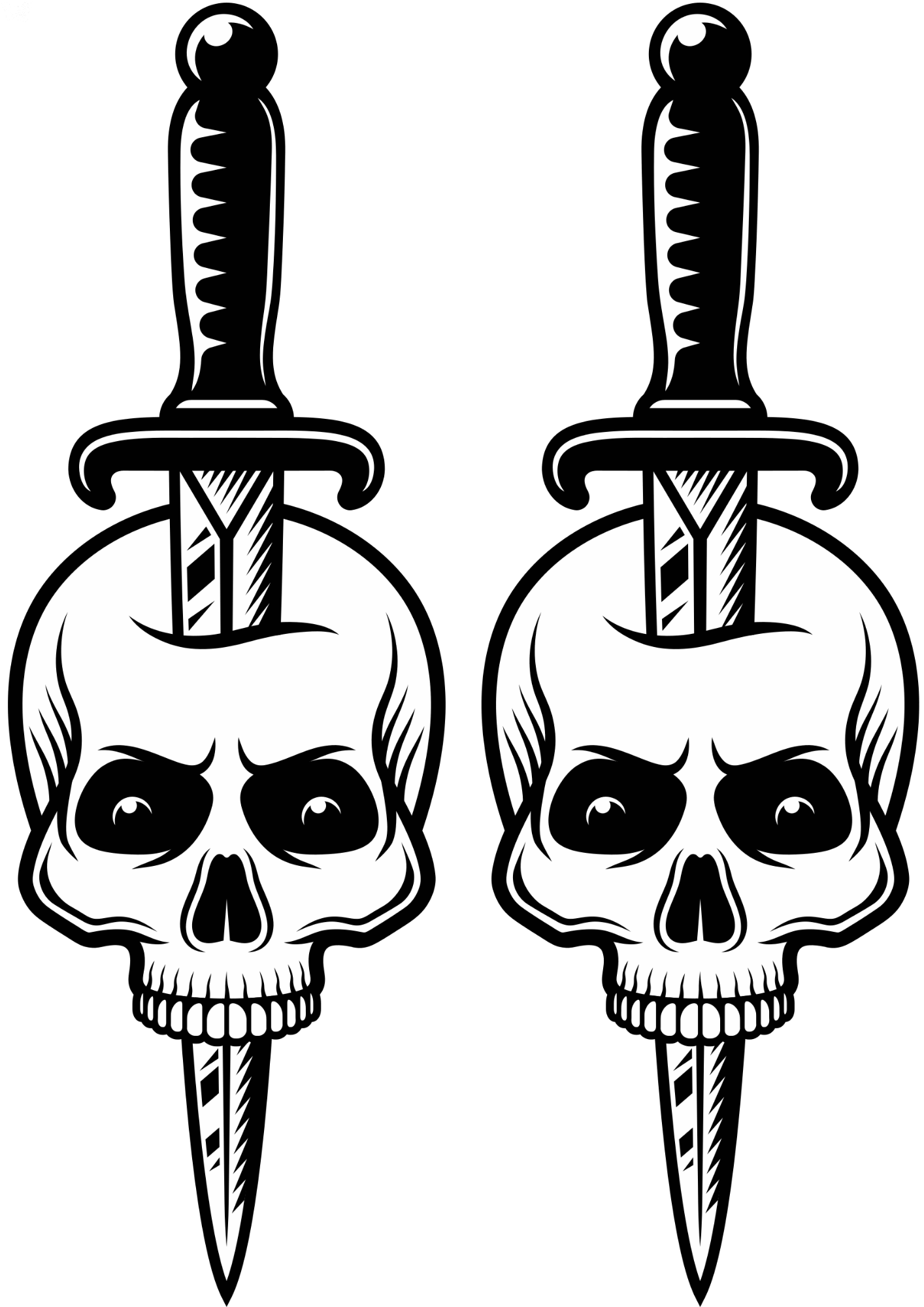 TeMaRo™ Knife in Half Skull Tattoo Forearm