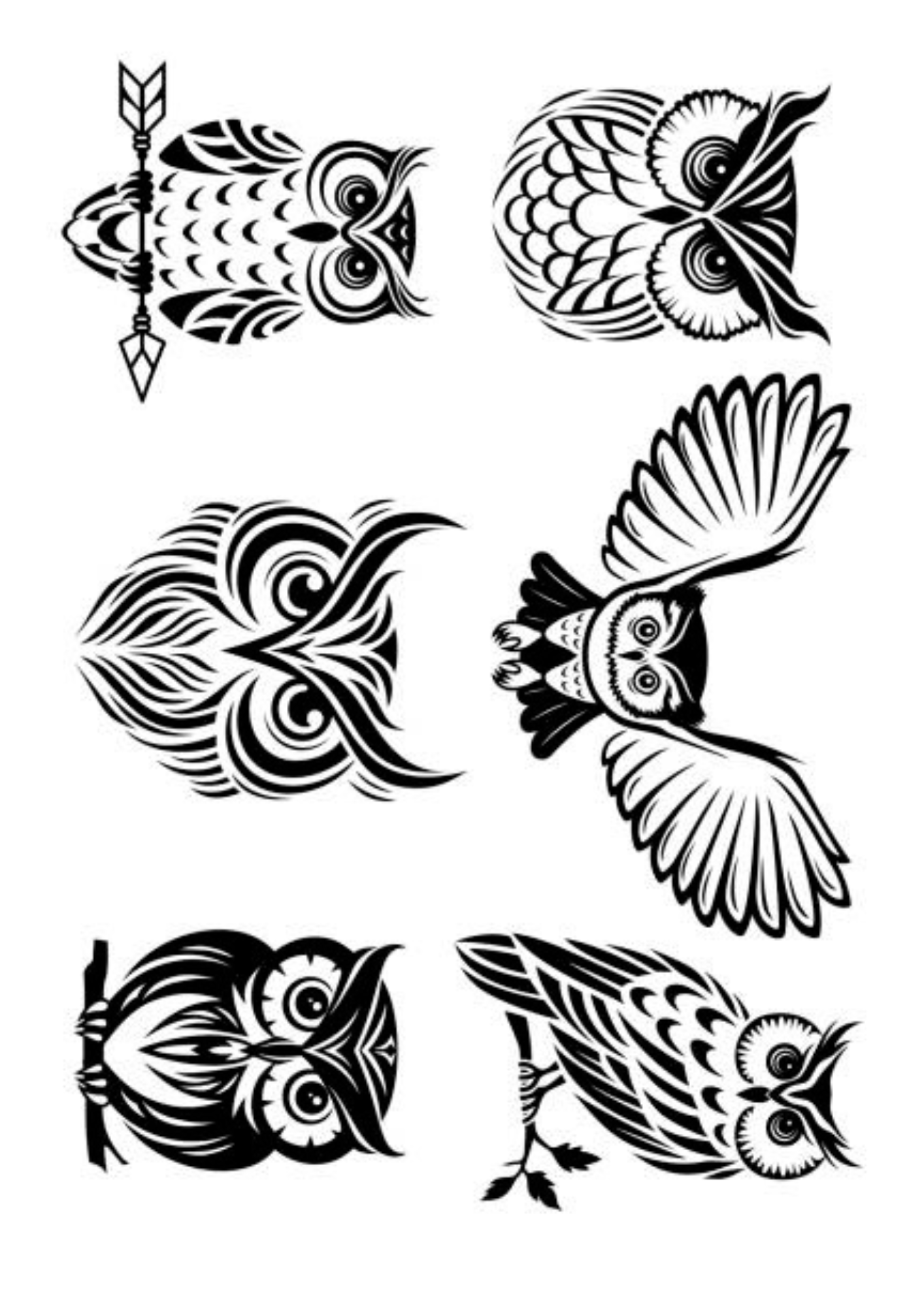 TeMaRo™ Owl Tattoos Pack