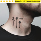 Tattoos on a person's neck with decorative elements, set against a neutral background. Order the Best Temporary Tattoo in Cape Town with Custom Designs & Fast Delivery 