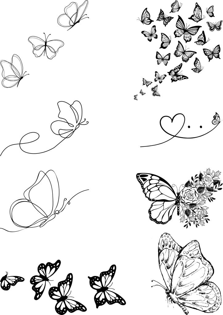 8 X Women Tattoo Butterfly Stickers - TeMaRo™