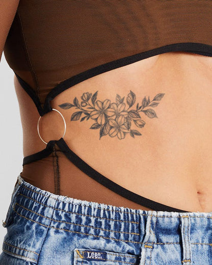 Underboob Flower Tattoo