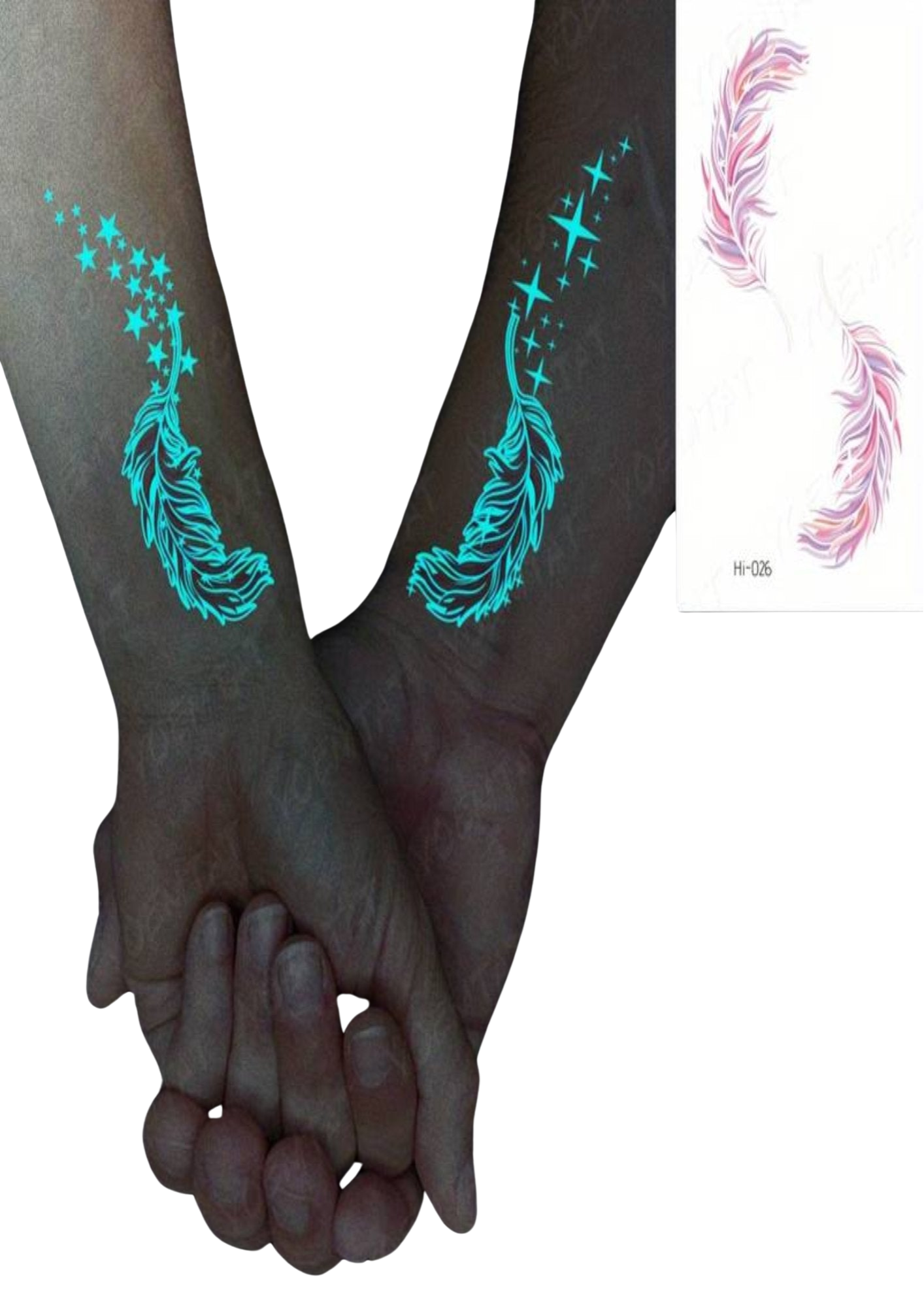 Temporary Tatoo Feathers Luminous