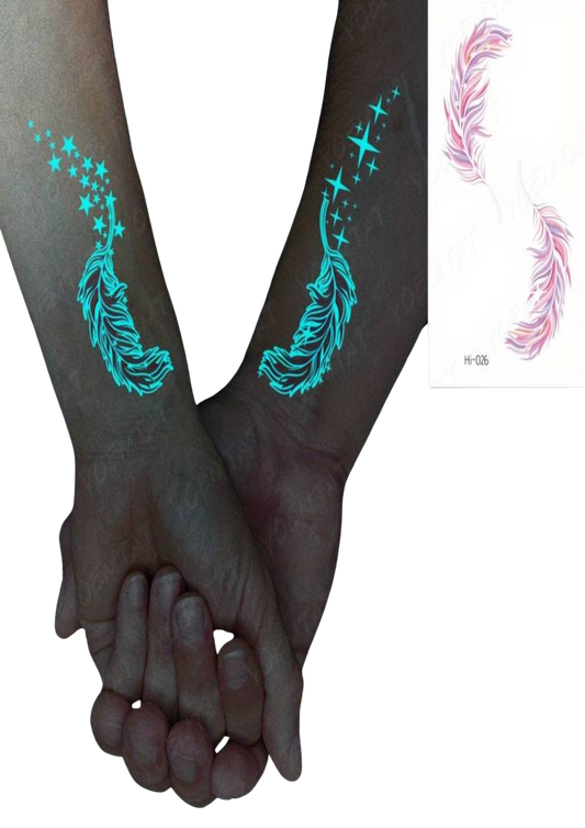 Temporary Tatoo Feathers Luminous