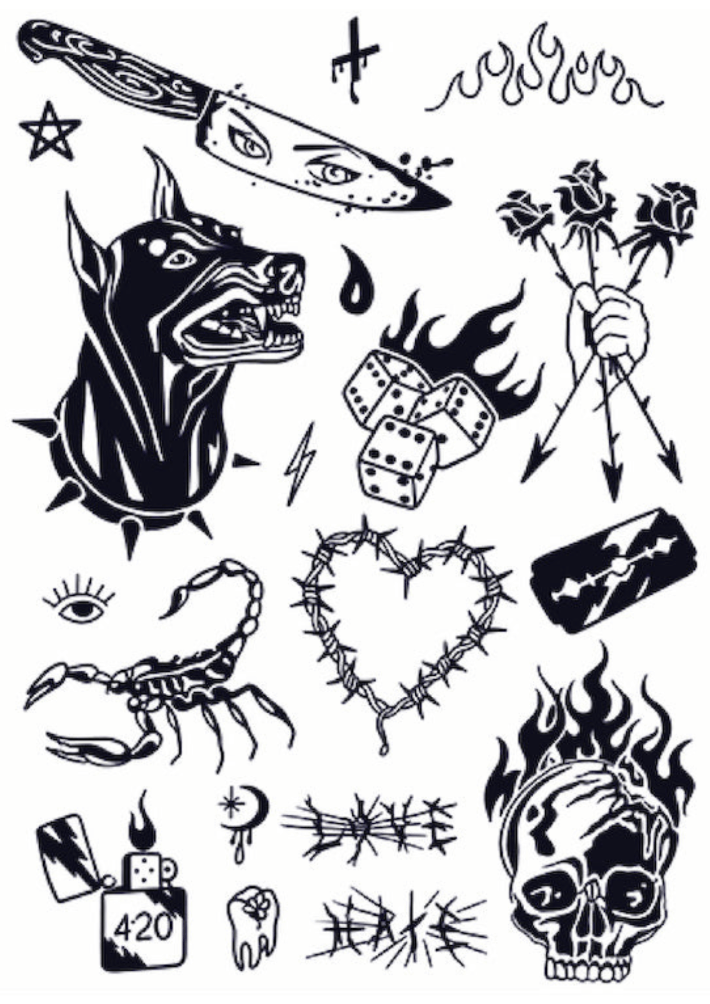 Tattoos Design for Women - Love Hate Tattoos Sheet