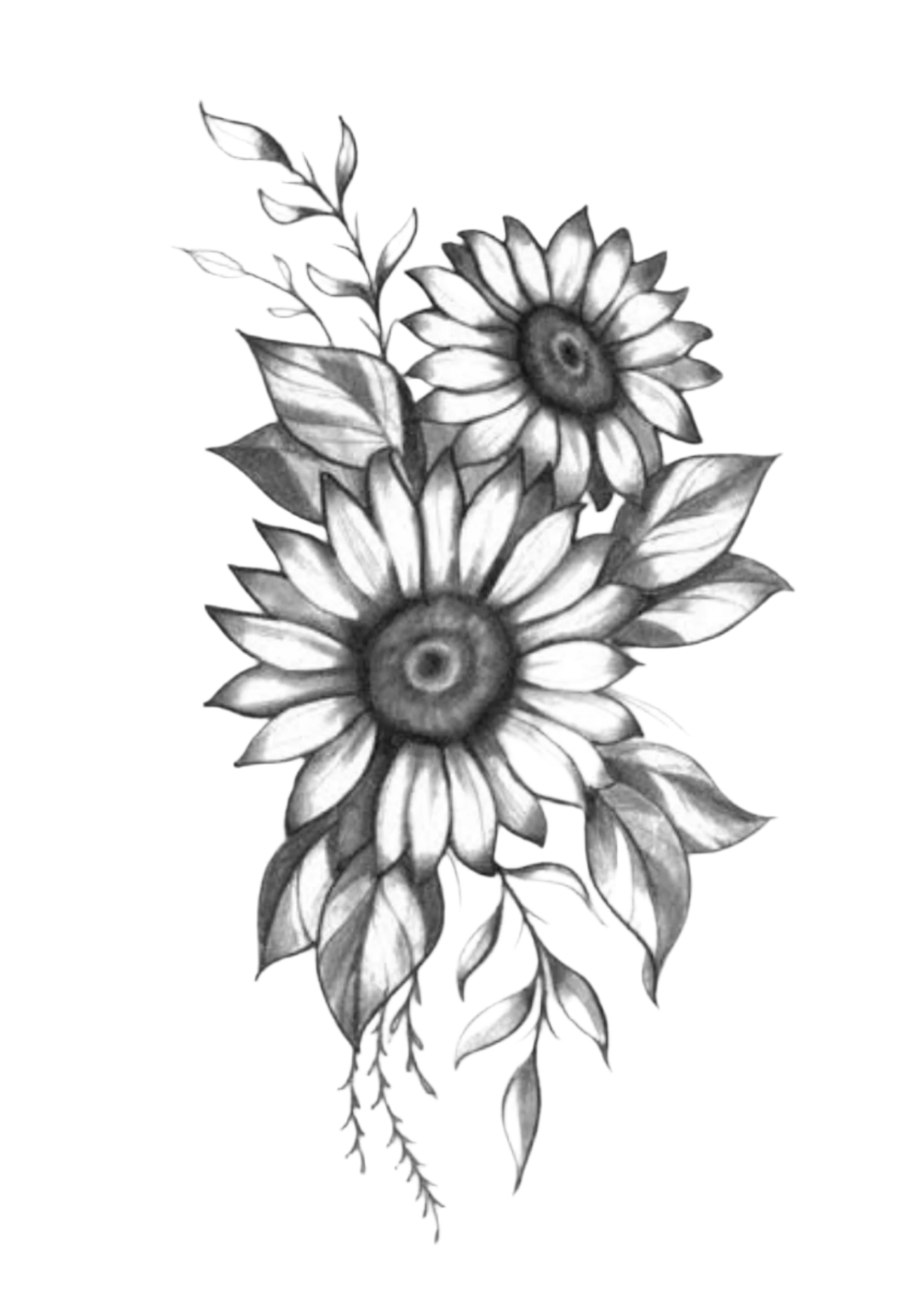 Ladies Tattoo Design on Leg - Sunflower 