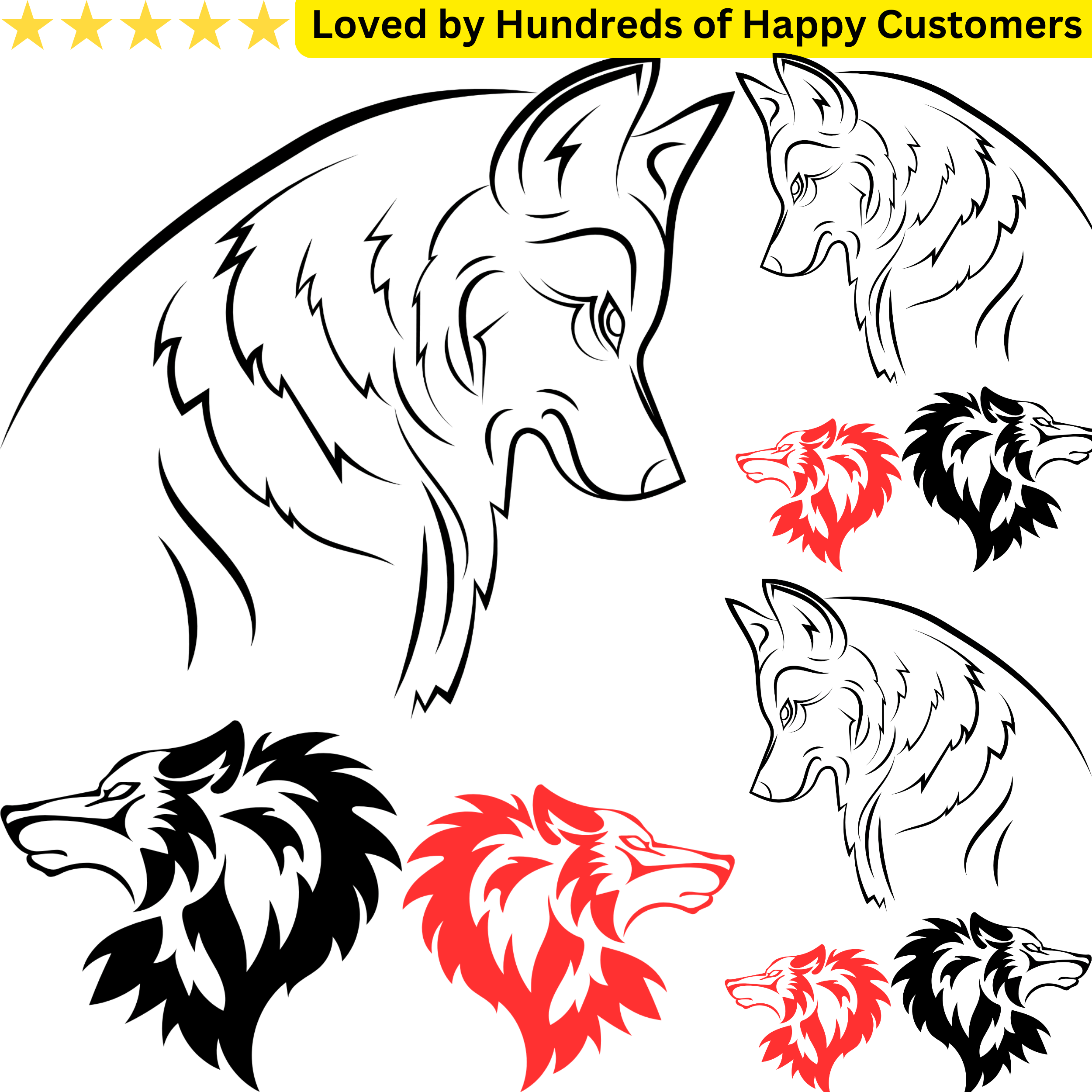 Removable Tattoo Tribal Wolf