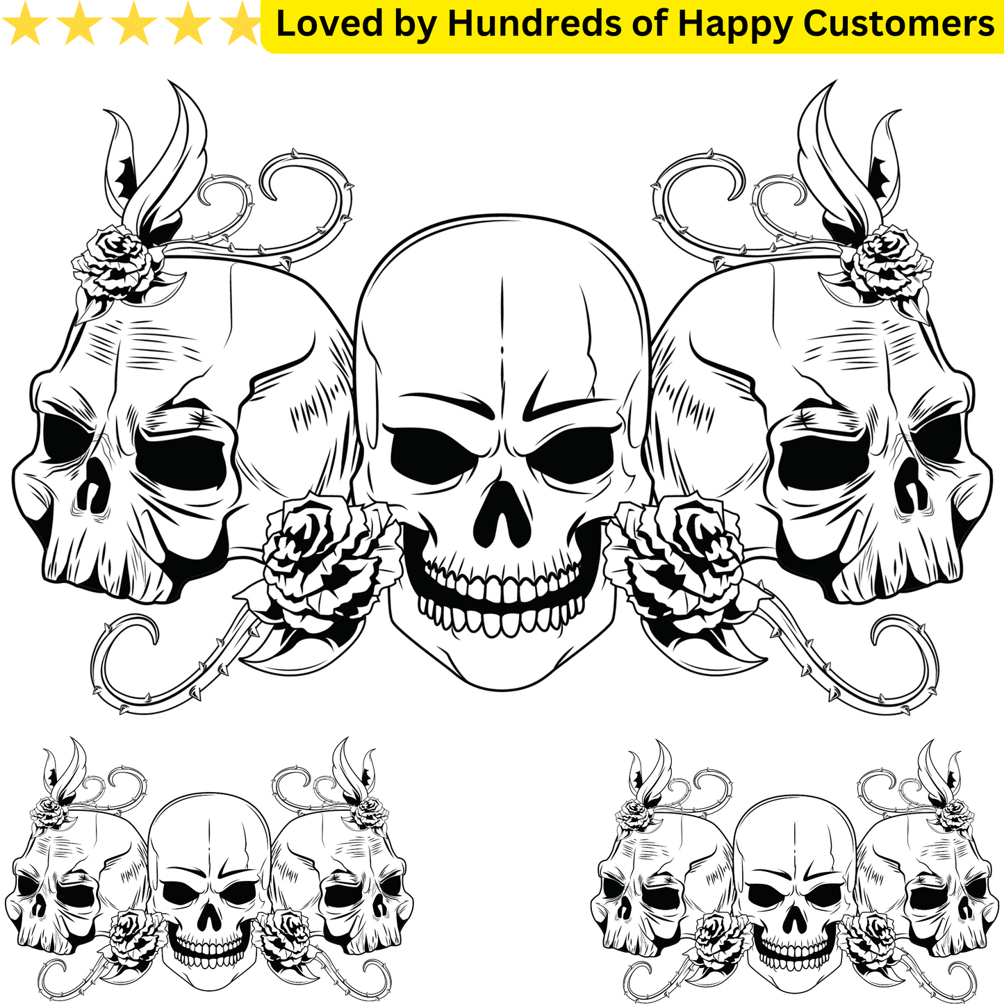 Old School Skull Tattoo Flash