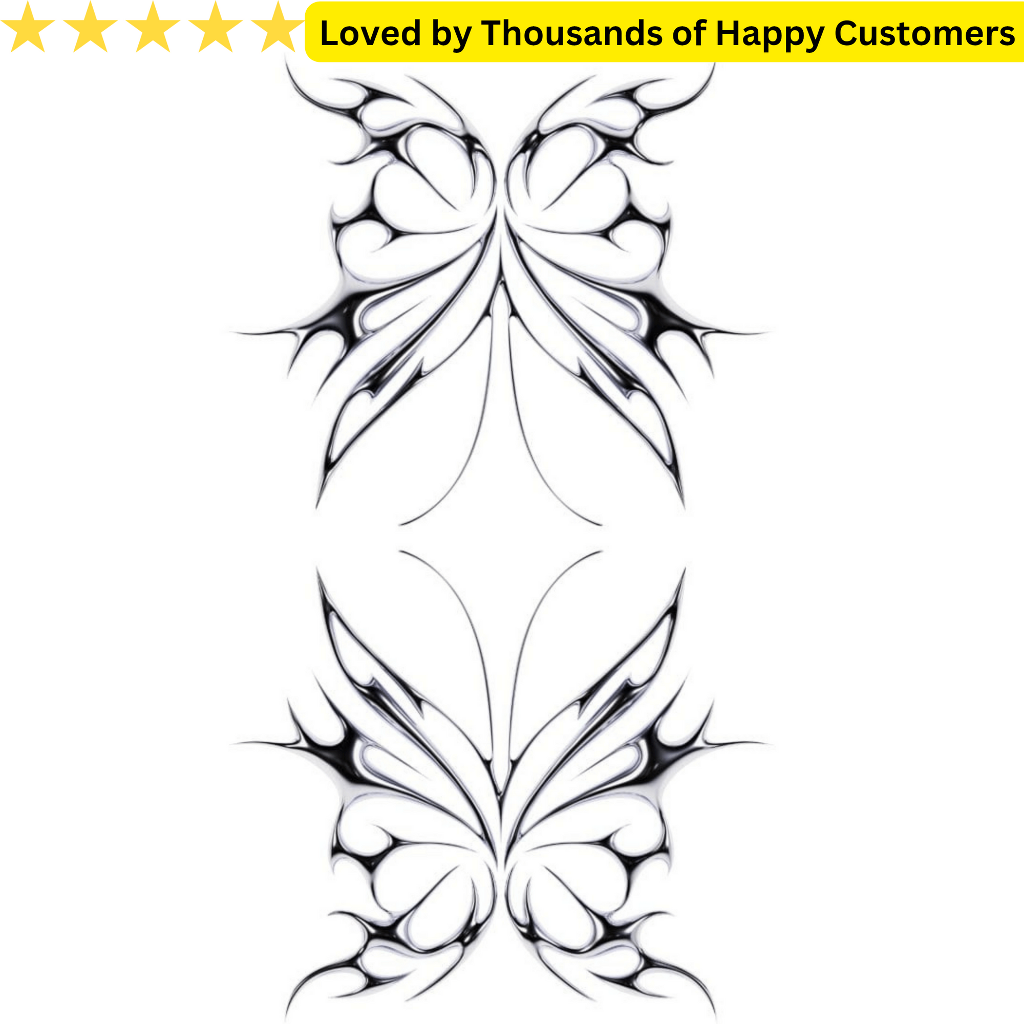 3d Chrome Metal Butterfly Tattoo