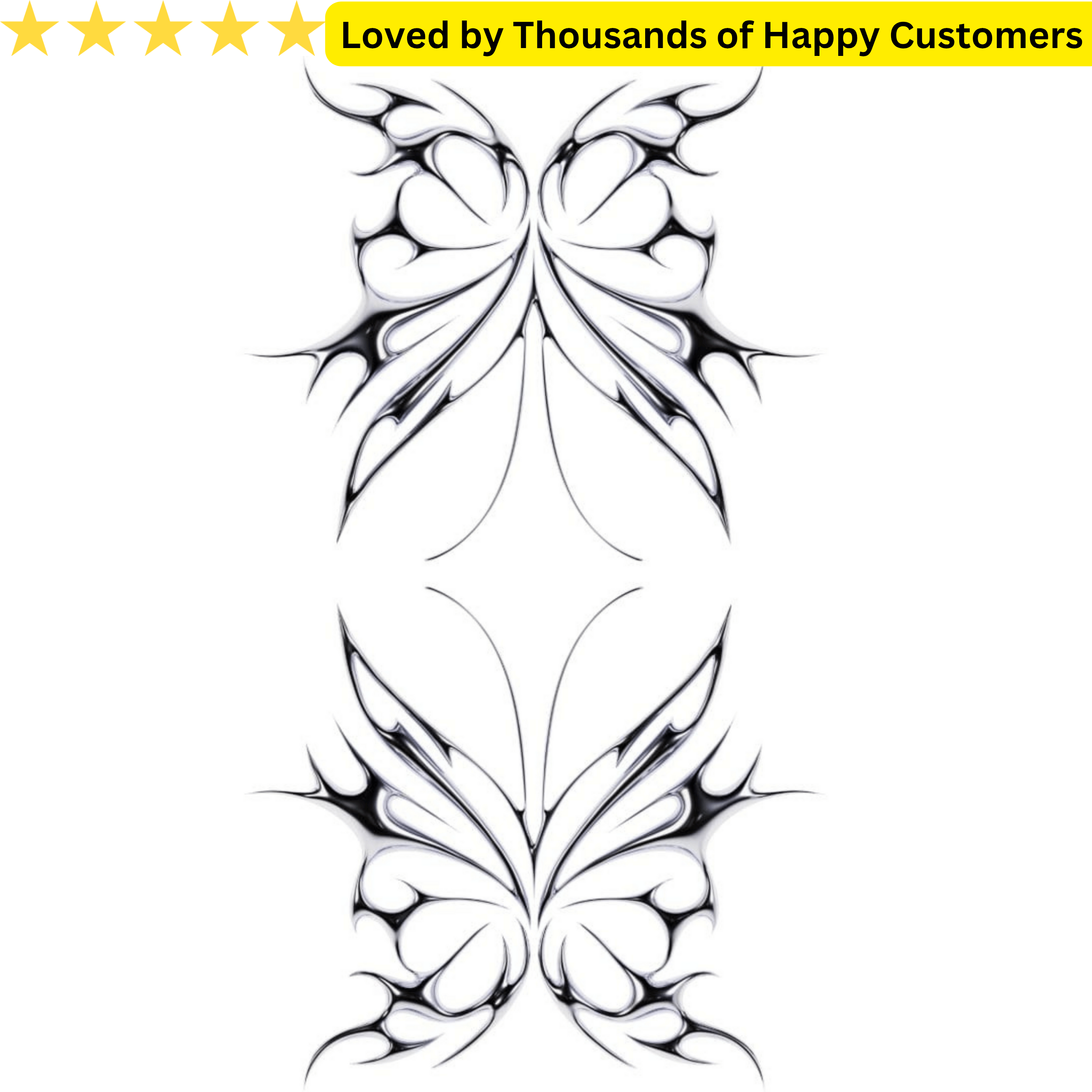 3d Chrome Metal Butterfly Tattoo