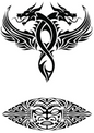 Pec Tattoo Ideas Set (2 Tattoos) Dragon Tribal