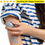 Person using a hair removal device on their leg with a blue and white striped towel, surrounded by text about customer satisfaction. Trusted Temporary Tattoos for Dementia, Diabetes &amp; Breast Cancer