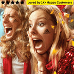 Two people with Adidas logos on their faces, surrounded by confetti, with a text overlay about customer love. Springboks Tattoo – Rugby &amp; School Team Designs! 🏉