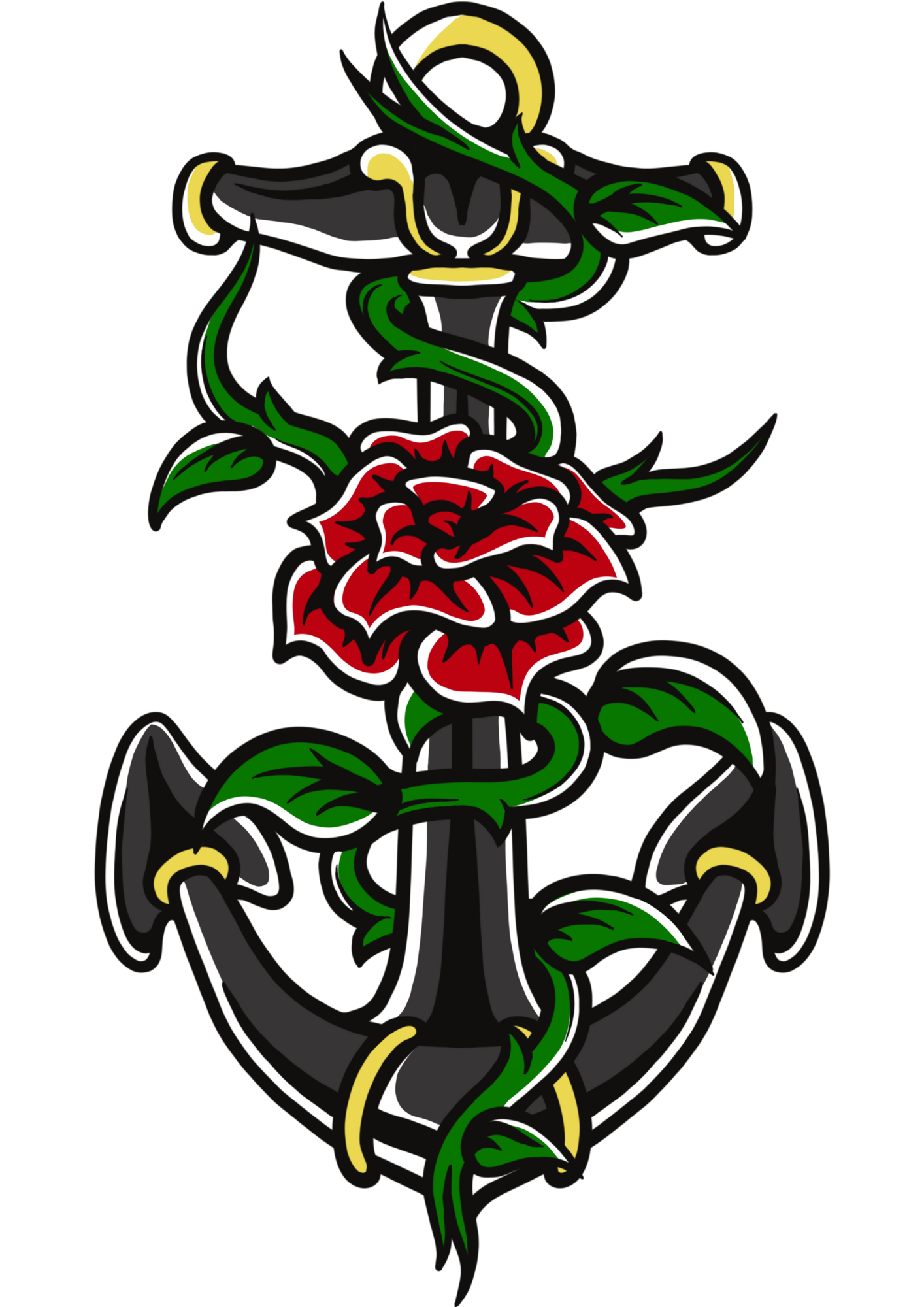 Rose Tattoo Anchor Design