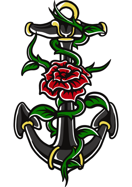 Rose Tattoo Anchor Design