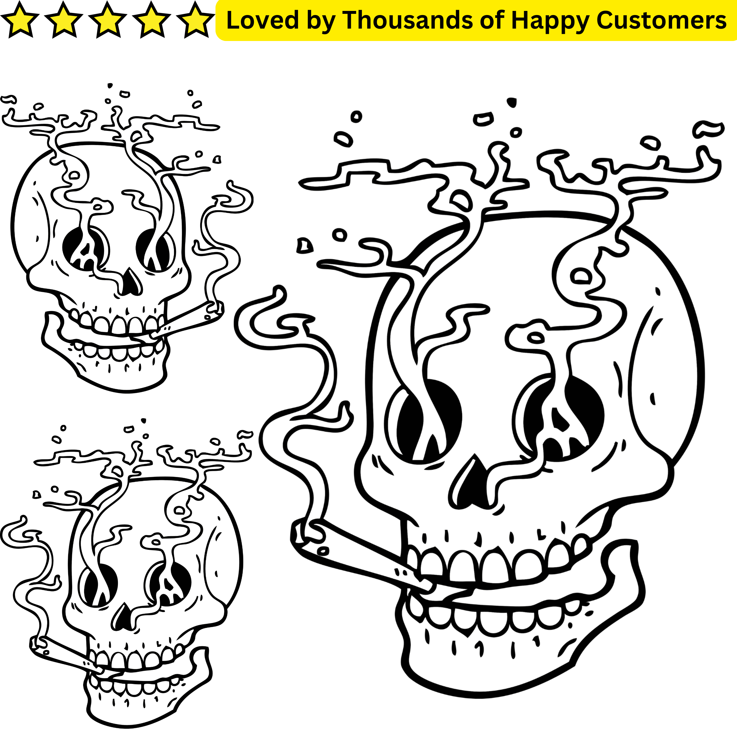 Smoking Skull Tattoo Stickers for Sale