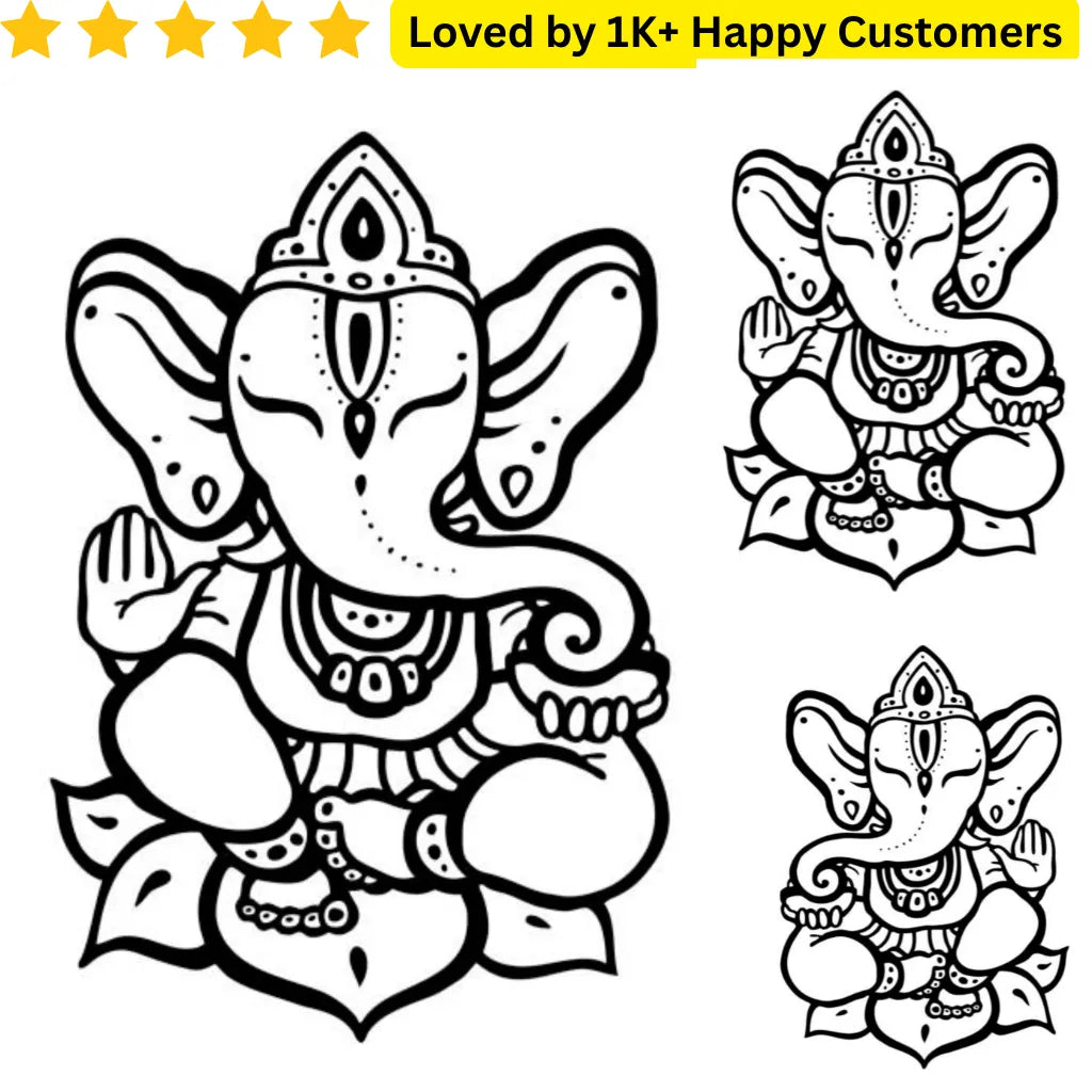 Black and white illustrations of a deity with decorative elements, loved by 1K+ happy customers. Women Tattoos for Hip