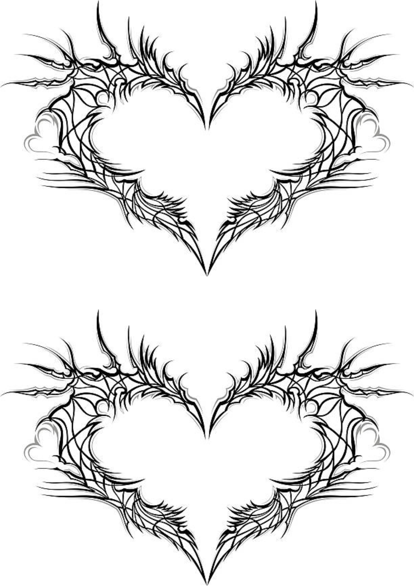 Women Tattoos Chest - 2 X Tribal Hearts