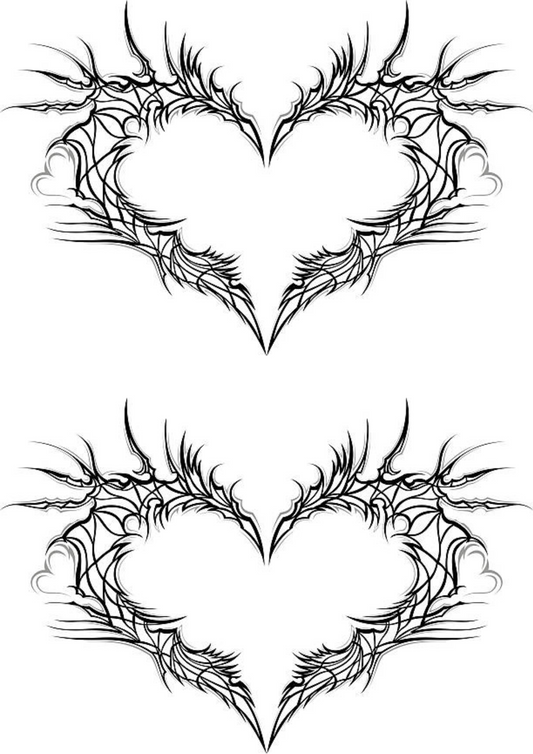 Women Tattoos Chest - 2 X Tribal Hearts