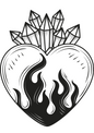 Flaming Heart Minimalist Tattoo