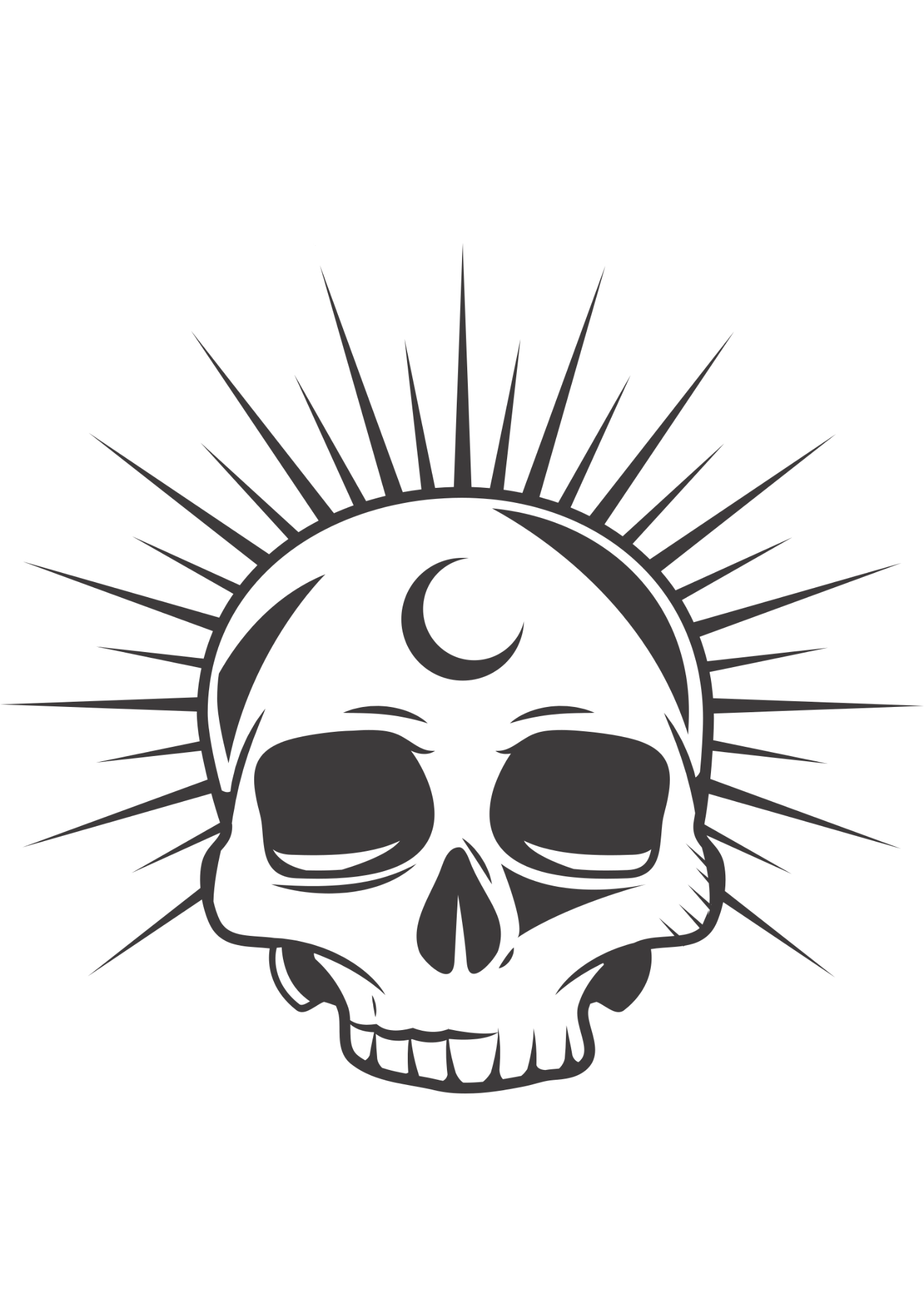 Tattoo Skull with Moon