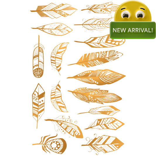 Women Tattoo Design - Golden Feathers