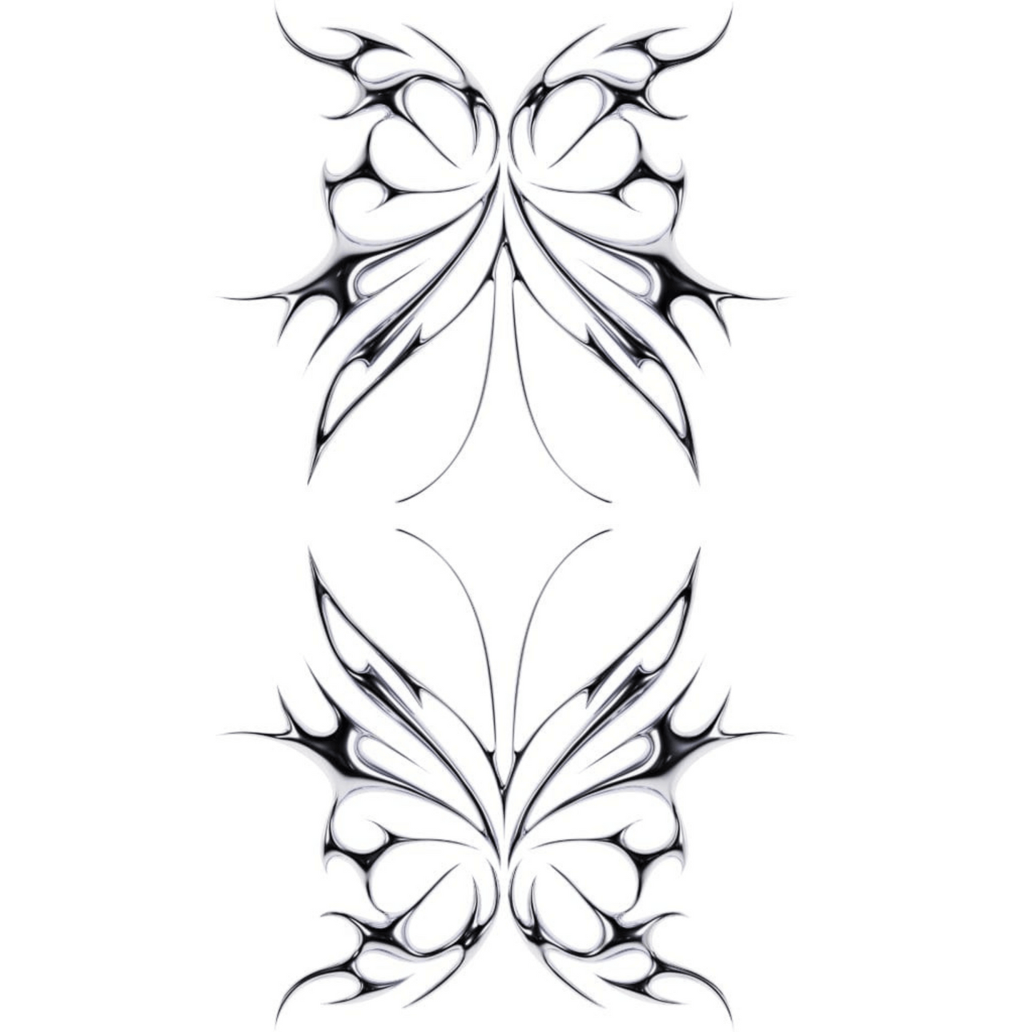 3d Chrome Metal Butterfly Tattoo