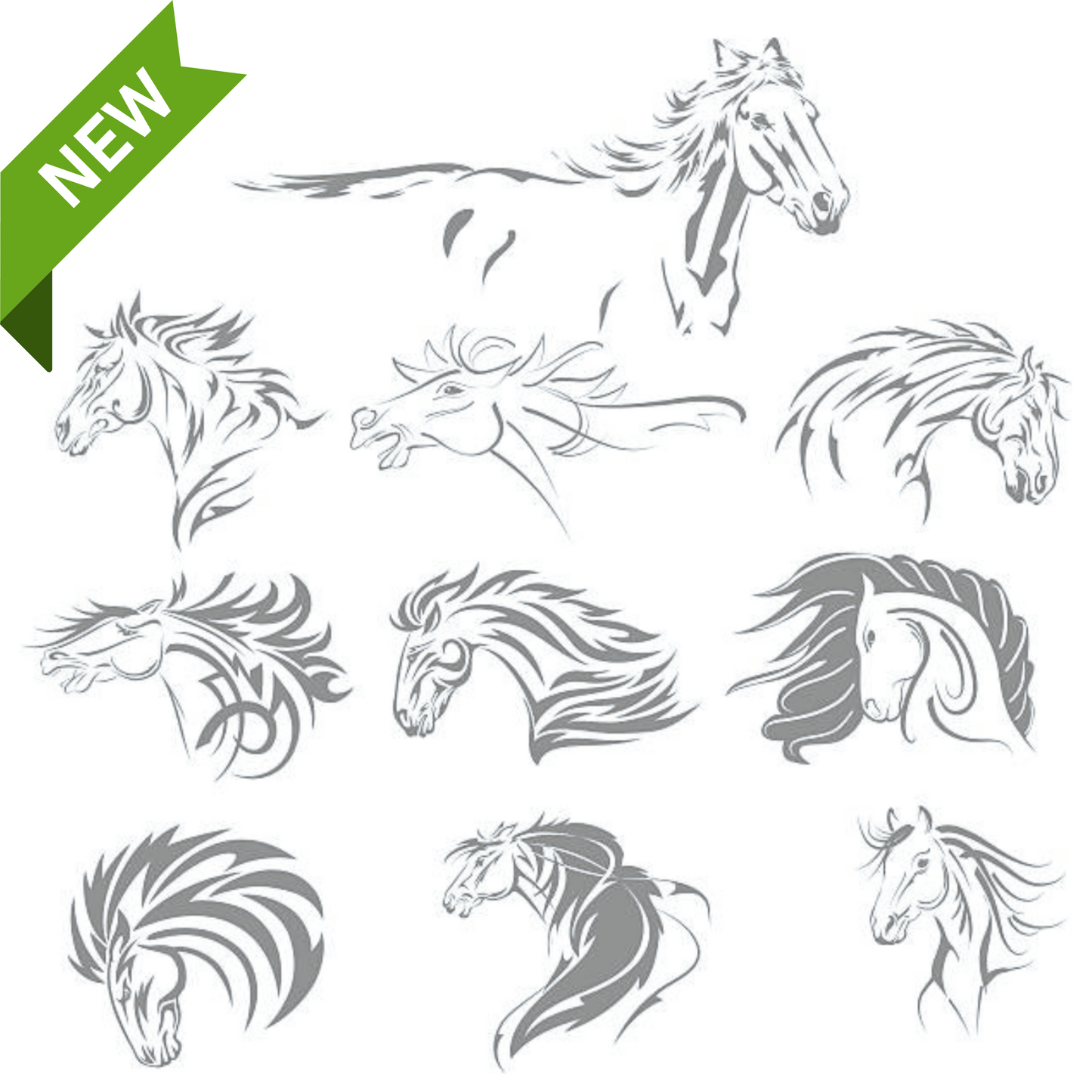 10 Horses Temporary Tattoos