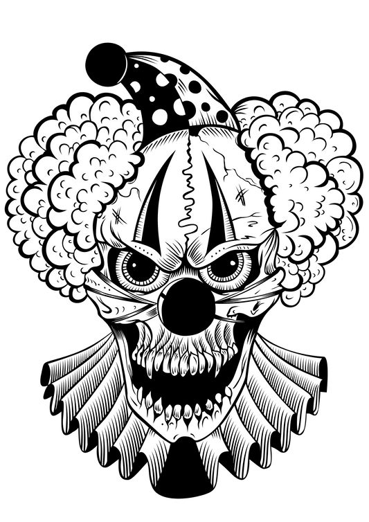 Creepy Clown Head Horror Tattoo