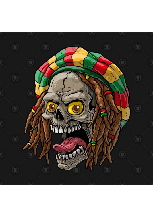 Ephemeral Rasta Skull Tattoo