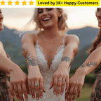 Three women showing off their tattoos and rings with a scenic background. Fake Tattoos Bloemfontein