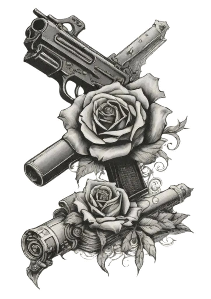 Arm Tattoo Design Male - Guns and Roses - TeMaRo™