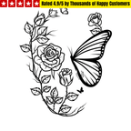 Butterfly Tattoo with Flowers - TeMaRo™