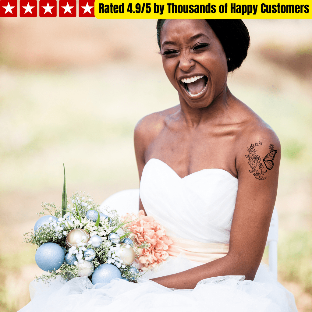 Butterfly Tattoo with Flowers - TeMaRo™