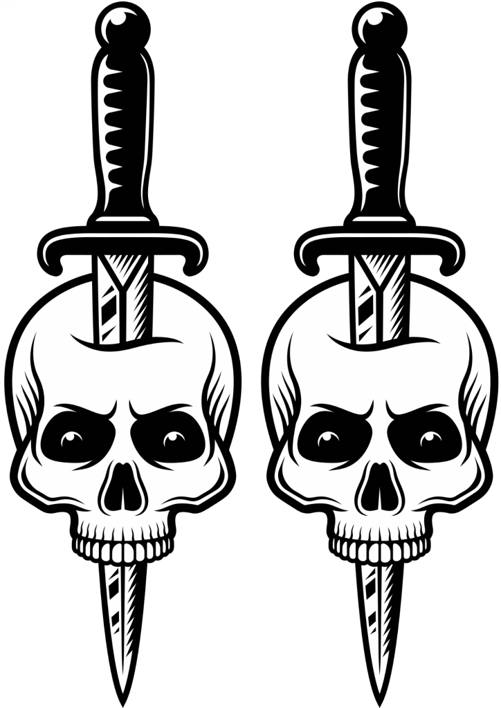 Knife in Half Skull Tattoo Forearm - TeMaRo™ 🇿🇦