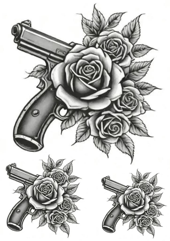 Leg Tattoos Guys - Guns and Roses - TeMaRo™