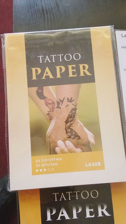 50 Units of Printable Tattoo Paper for Laser Printers