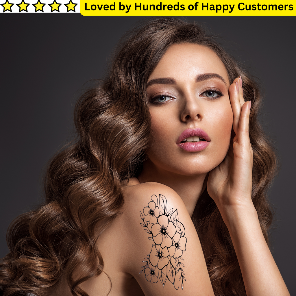 Wings Disposable Tattoo Semi Permanent Sticker Flowers