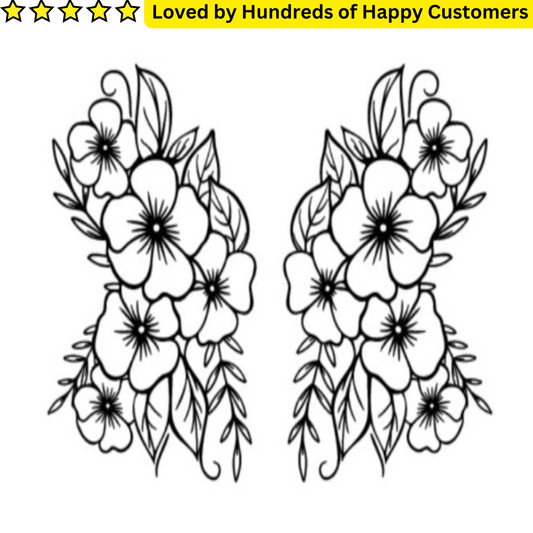 Wings Disposable Tattoo Semi Permanent Sticker Flowers