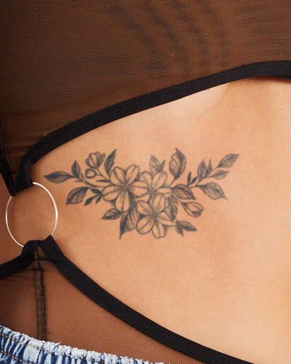 Underboob Flower Tattoo