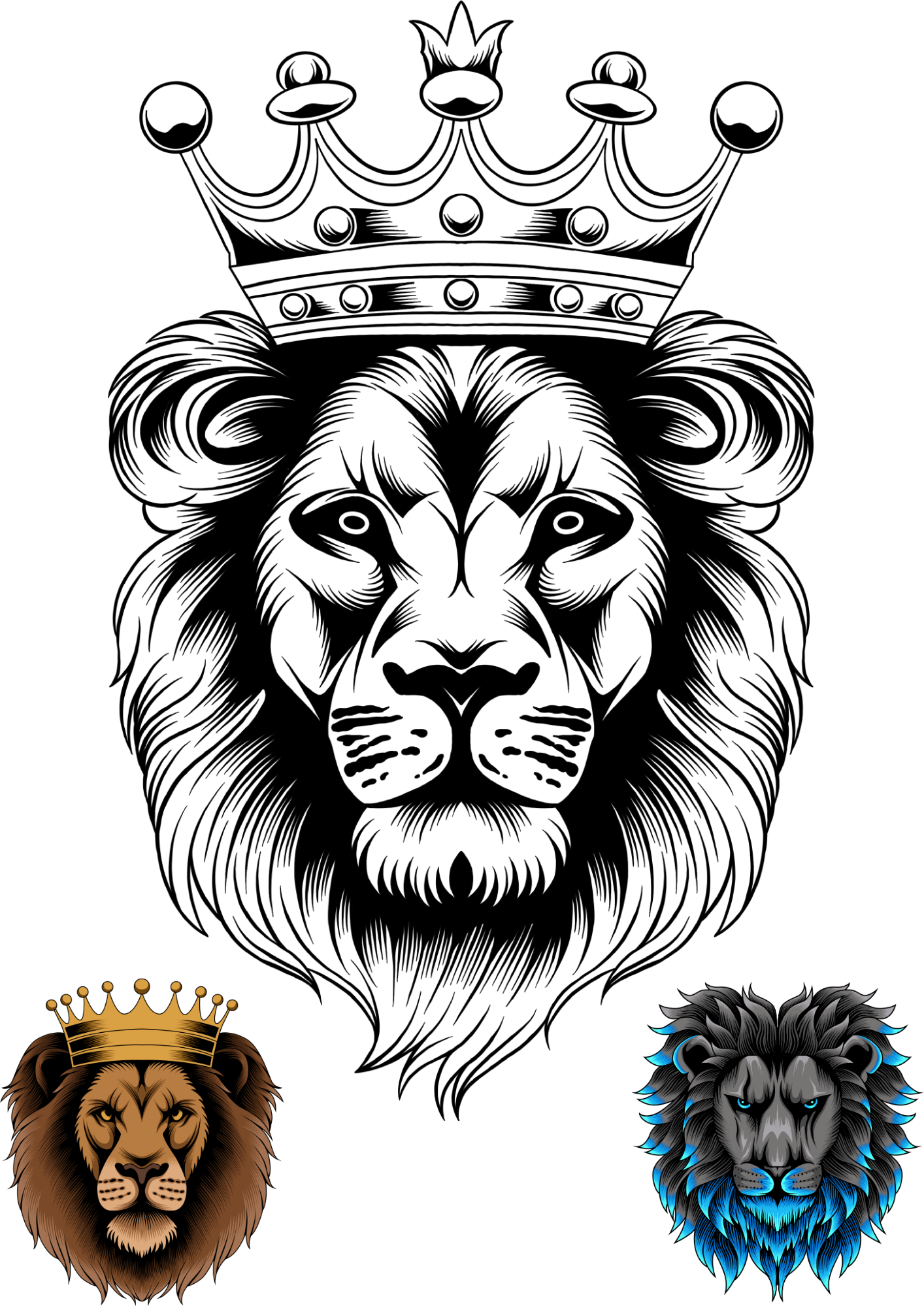 Lion with Crown Tattoo Sticker