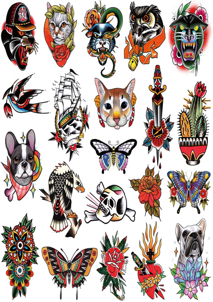 Old School Tattoos Stickers Colorful Vintage