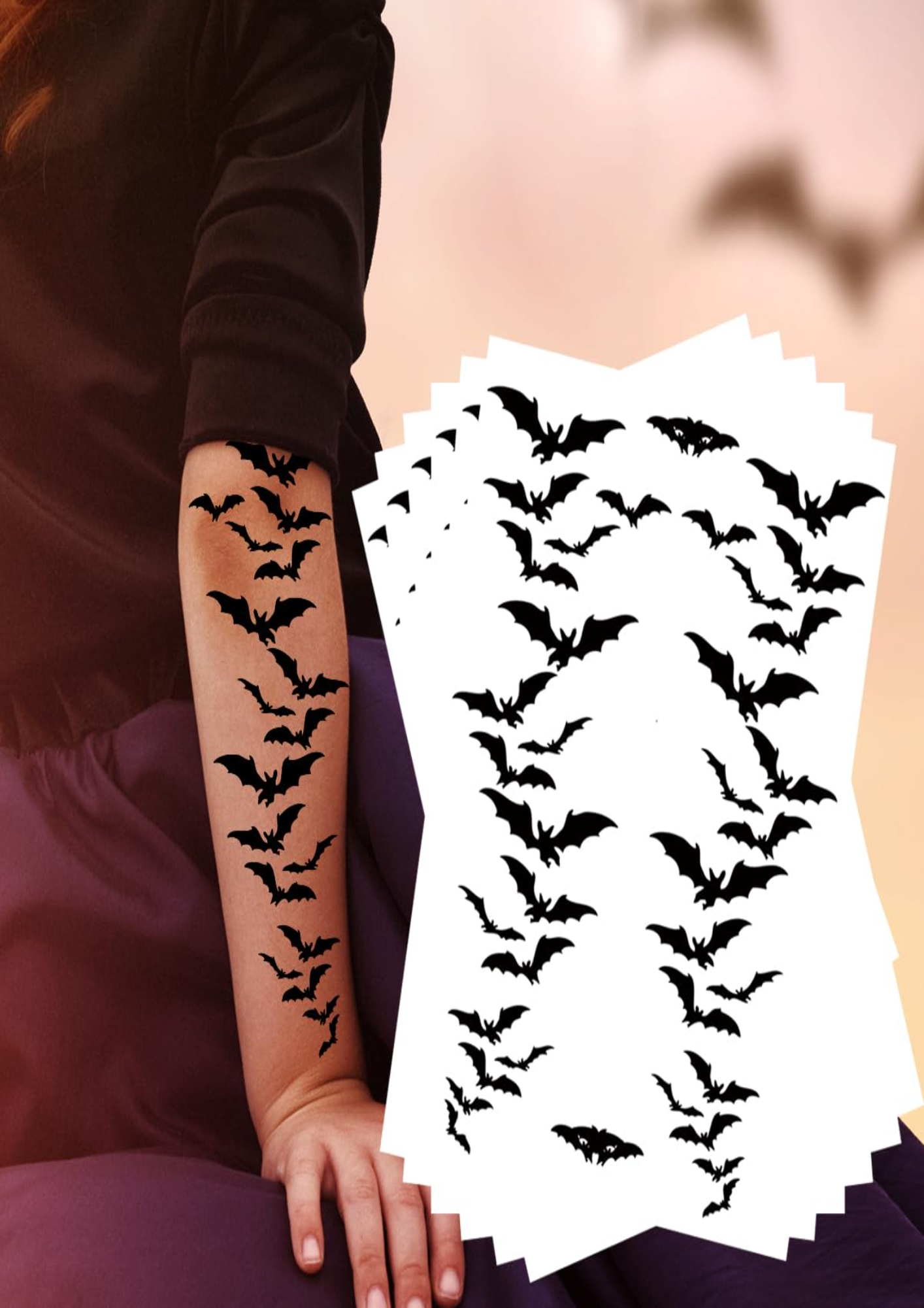 Halloween Flying Bat Tattoo