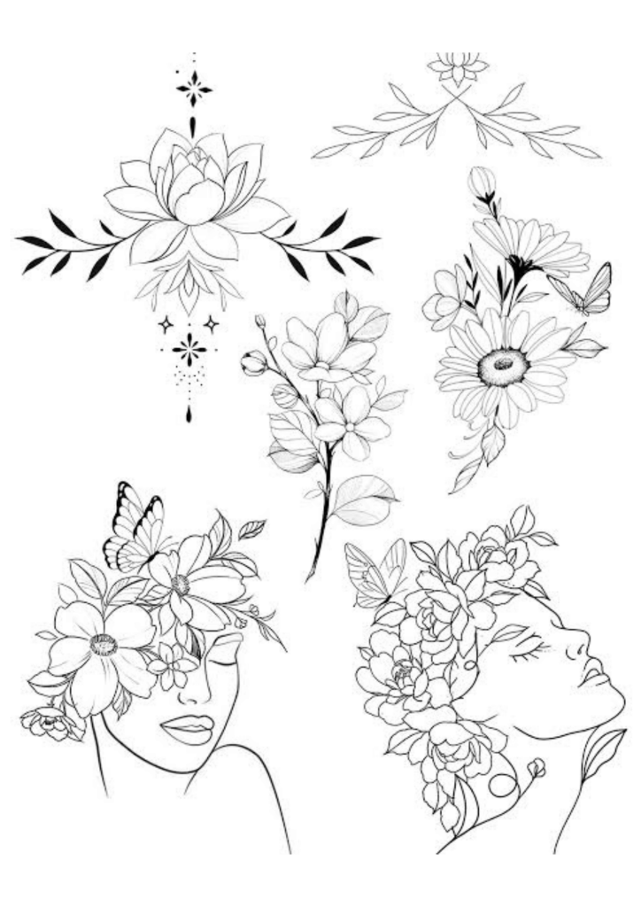 Side to Thigh Tattoos - Flowers - TeMaRo™