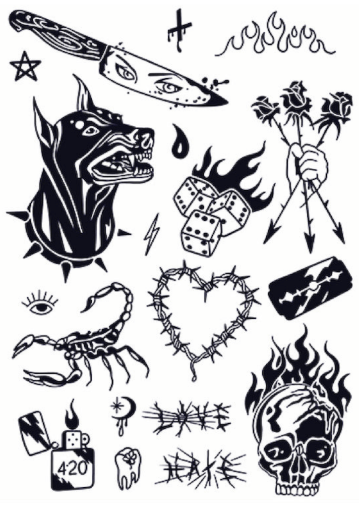 Tattoos Design for Women - Love Hate Tattoos Sheet - TeMaRo™