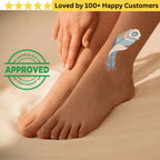 Feather tattoo on a foot with 'APPROVED' stamp and text 'Loved by 100+ Happy Customers'. tattoos for ladies feet