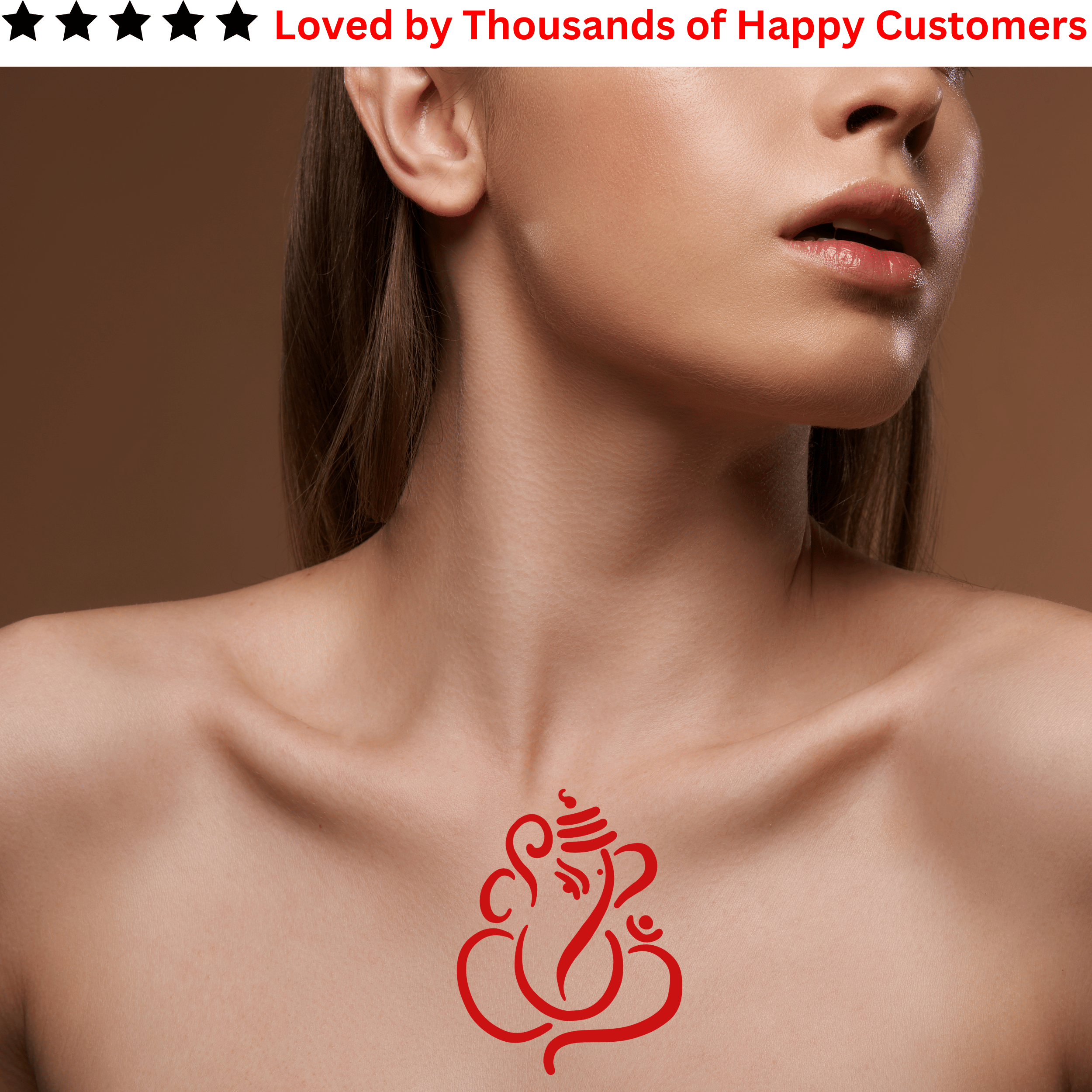 TeMaRo™ 2 X A5 Ganeshas Red Ganesha Vinayagar Tattoo