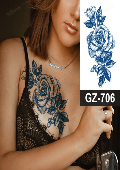 TeMaRo 21cm X 15cm (Not an A4 size) Fake Tattoos Realistic Rose 2 Weeks Tattoo