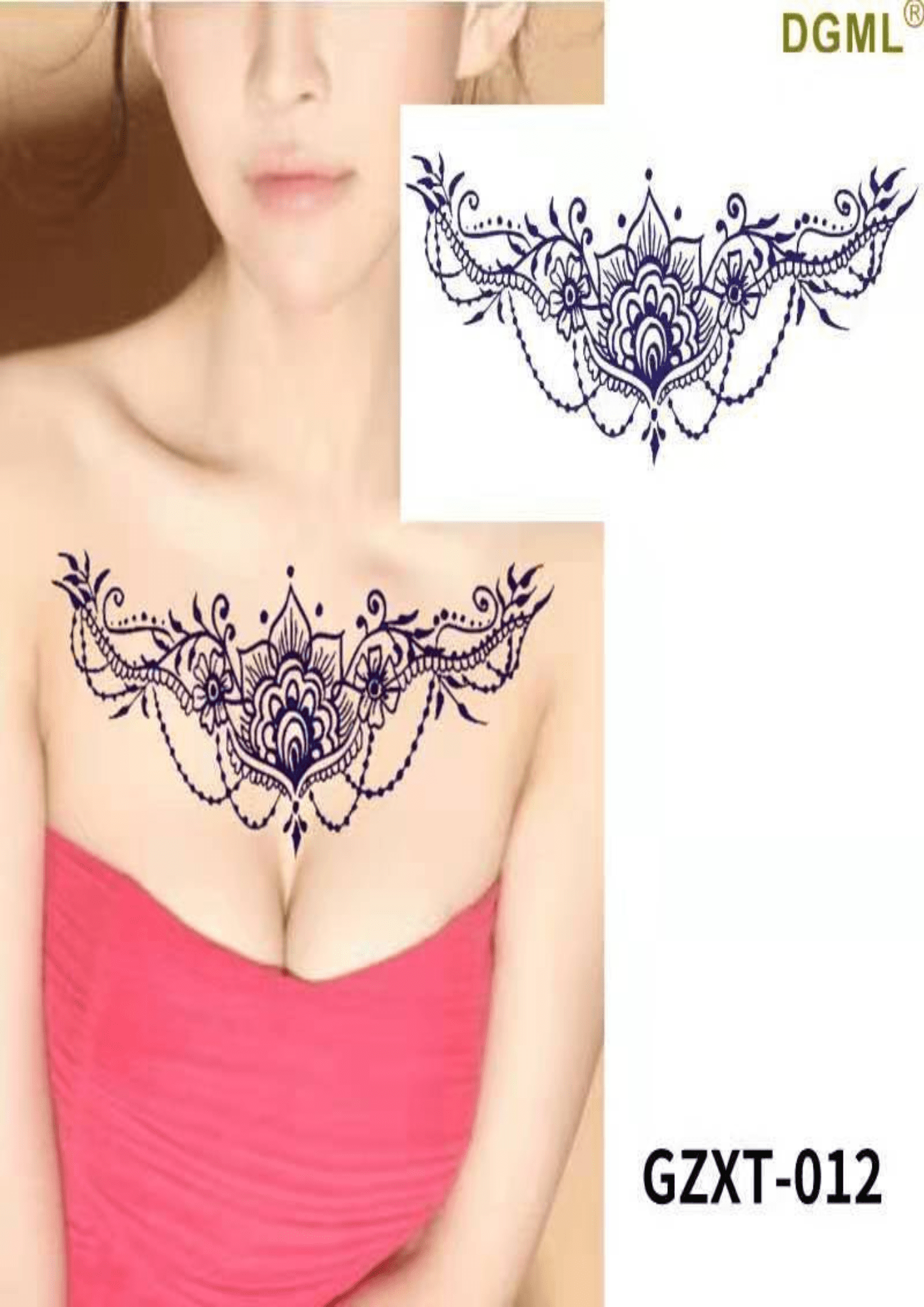 TeMaRo 21cm X 18cm (Not an A4 size) Semi Permanent DIY Temporary Tattoo Chest